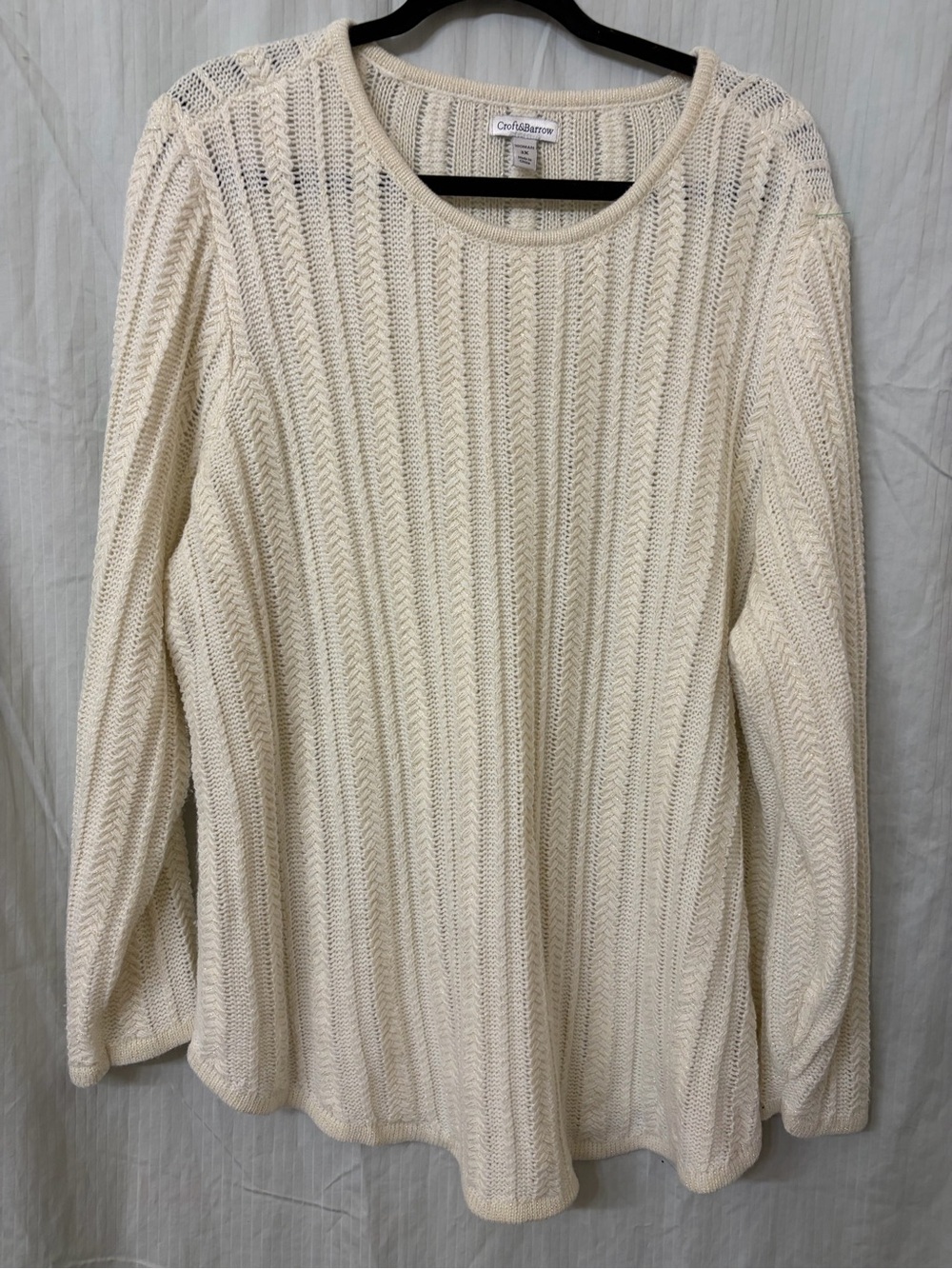 croft & barrow Cream Open-Weave Scoop Neck Sweater